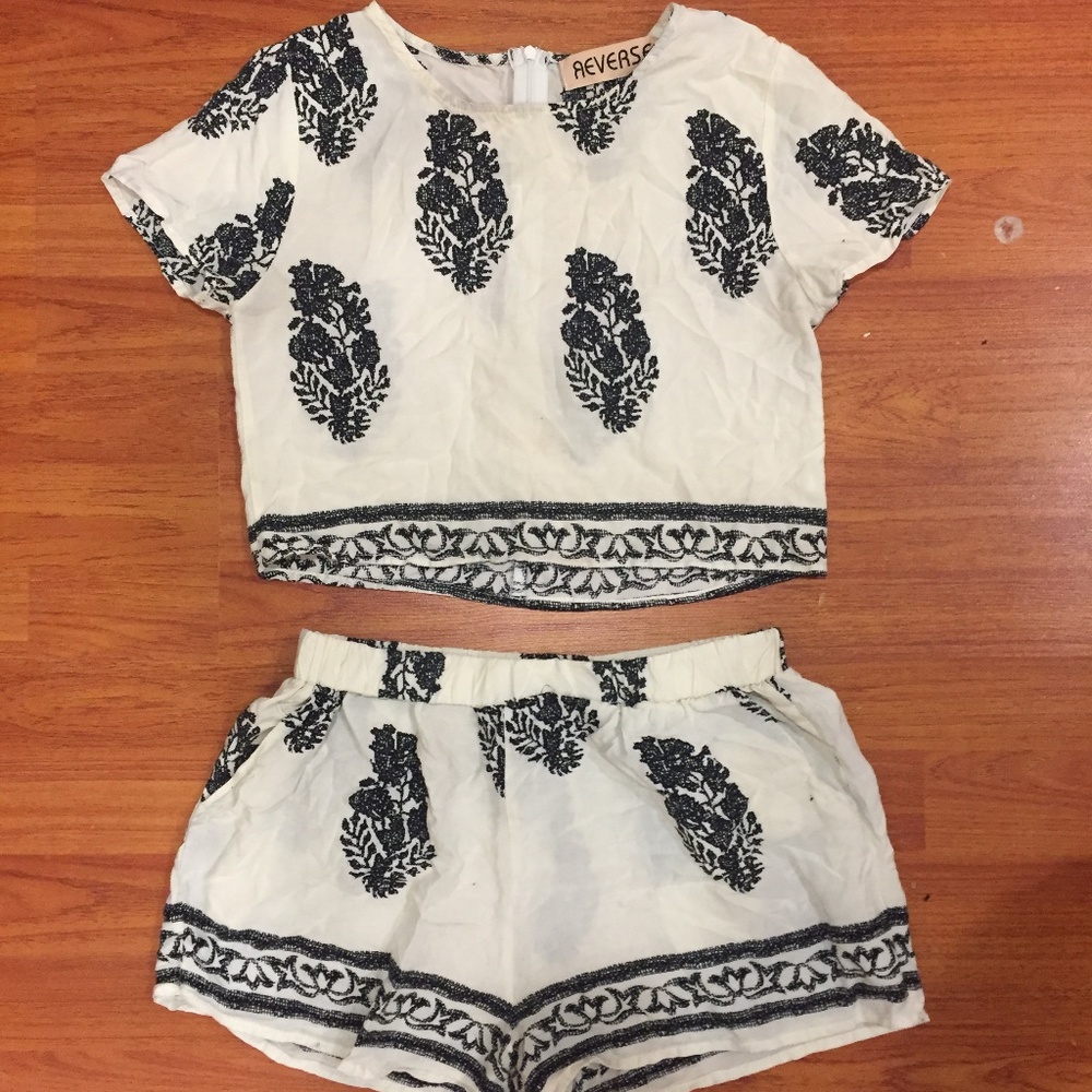 Reverse Cream and Black Two Piece Set